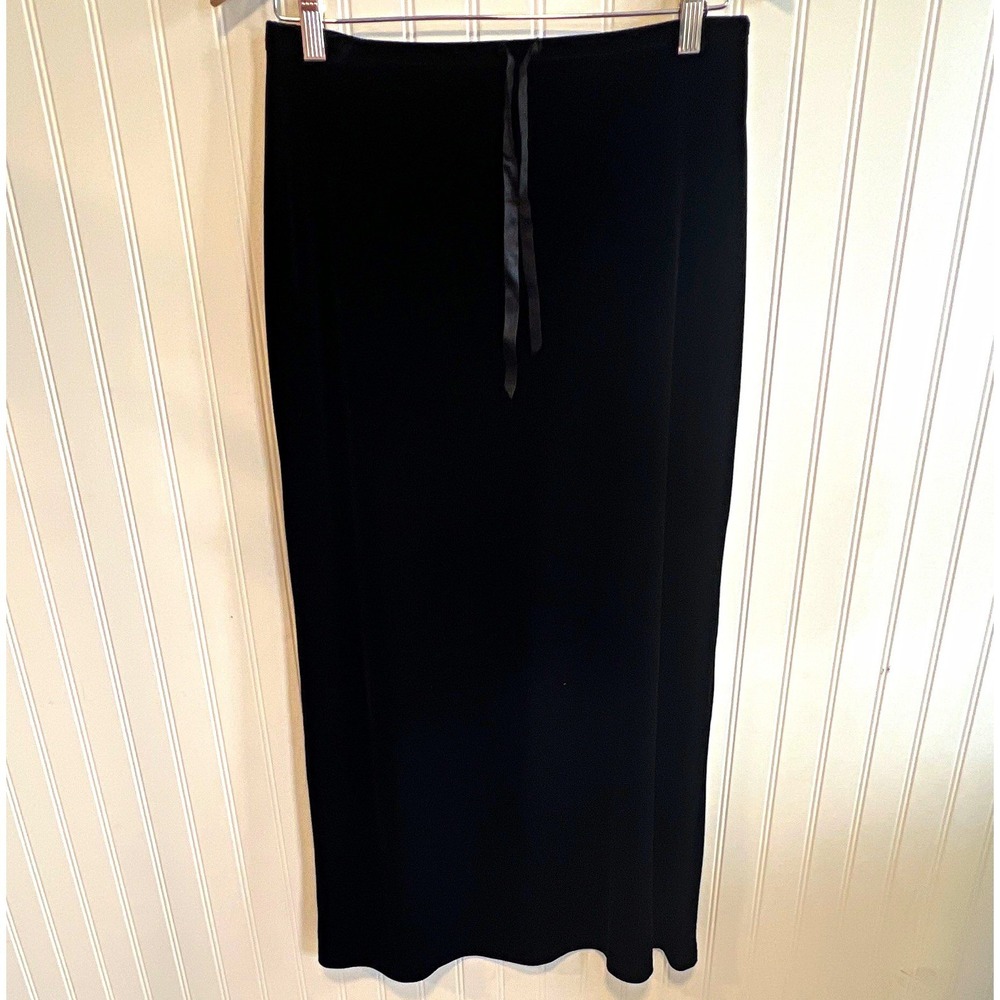 Villager Liz Claiborne Women S Black Velvet Drawstring Long A-Line witchy whimsi